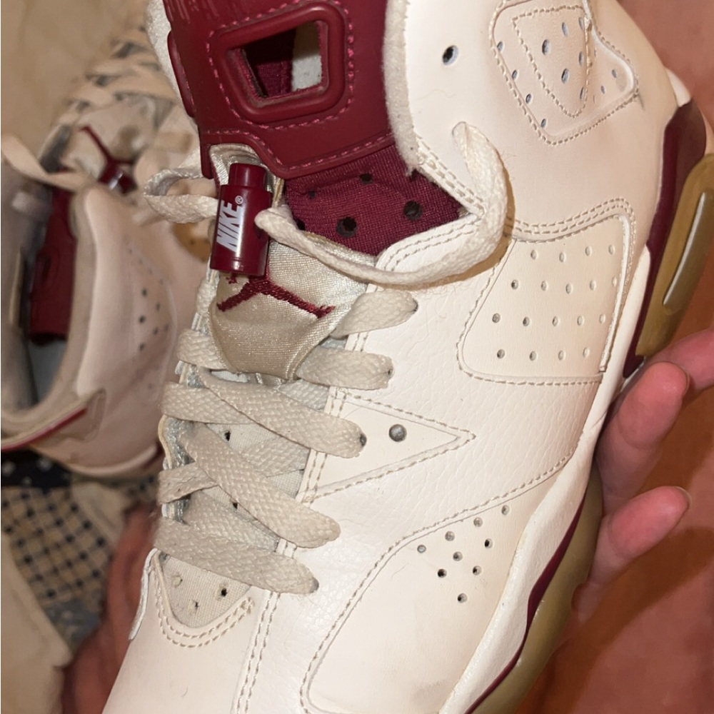 Jordan Athletic Shoes in White and Burgundy
